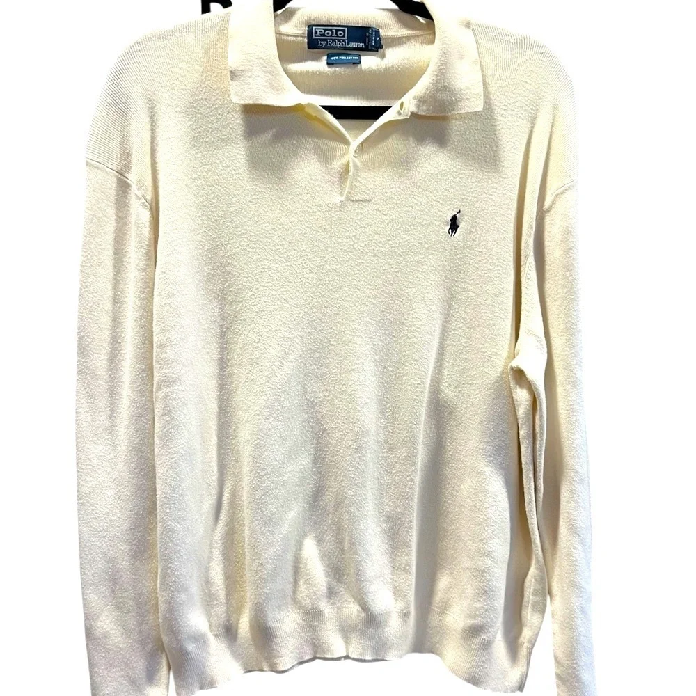 Polo by Ralph Lauren Elegant Cream Long Sleeve Sweater.Size XL